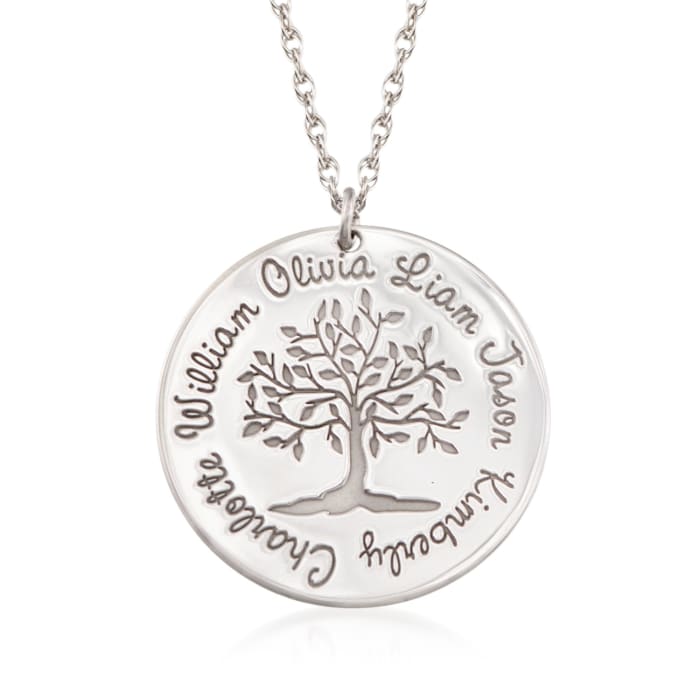 Sterling Silver Personalized Family Tree Pendant Necklace