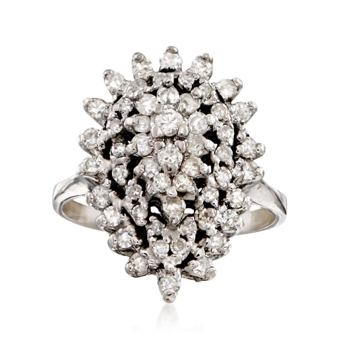 C. 1970 Vintage 1.25 ct. t.w. Diamond Cluster Ring in 14kt White Gold
