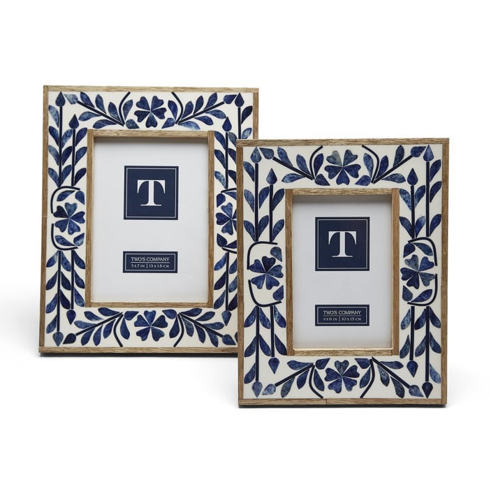 Blue Belle Set of 2 Mango Wood and Bone Inlay Picture Frames