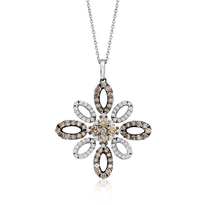 Le Vian 1.77 ct. t.w. Chocolate and Vanilla Diamond Geometric Pendant Necklace in 14kt Vanilla Gold