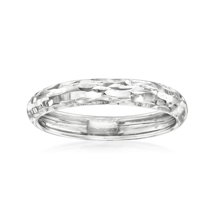 Italian 14kt White Gold Diamond-Cut Ring
