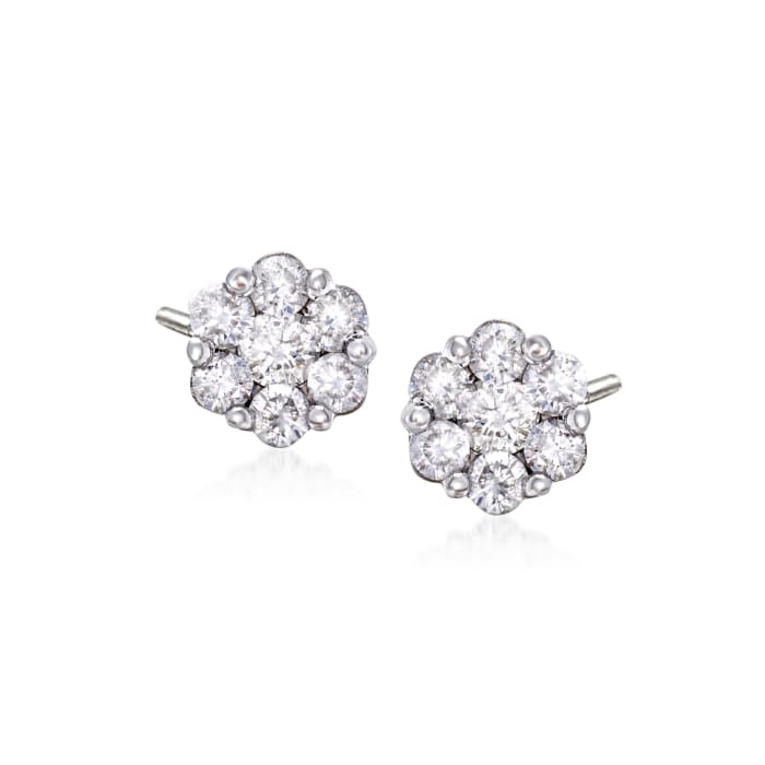 .50 ct. t.w. Diamond Floral Cluster Stud Earrings in 14kt White Gold