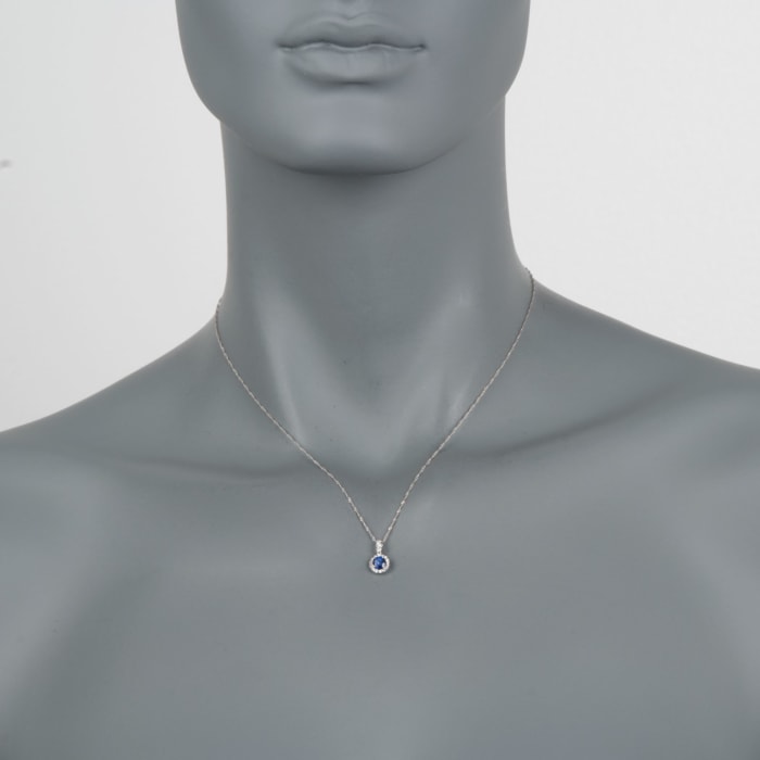 .55 Carat Sapphire and .10 ct. t.w. Diamond Pendant Necklace in 14kt White Gold 16-inch