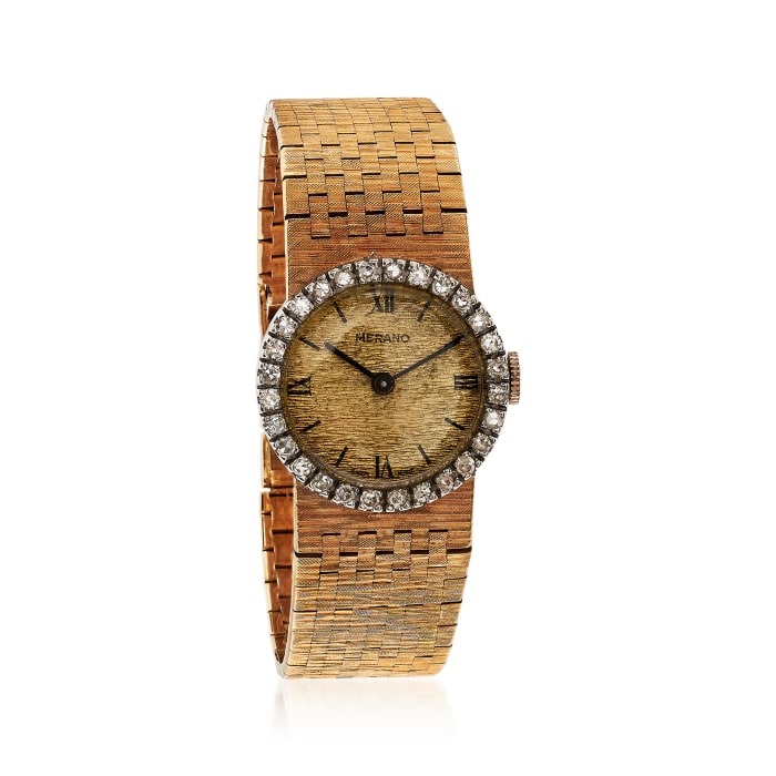 C. 1970 Vintage Women's 22mm Manual 18kt Yellow Gold Watch with .80 ct. t.w. Diamonds