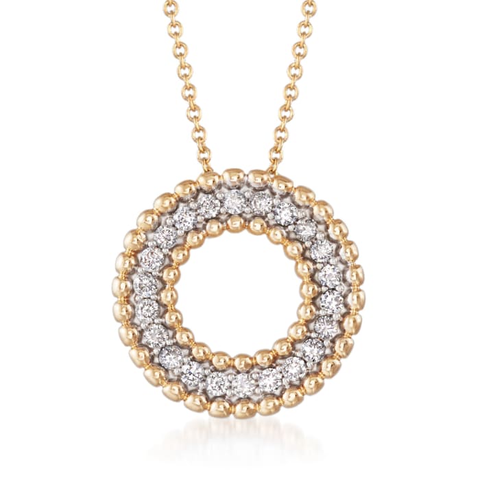 .40 ct. t.w. Diamond Beaded Open Circle Necklace in 14kt Yellow Gold