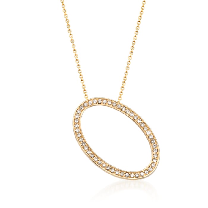 .36 ct. t.w. Diamond Open Oval Pendant Necklace in 14kt Yellow Gold