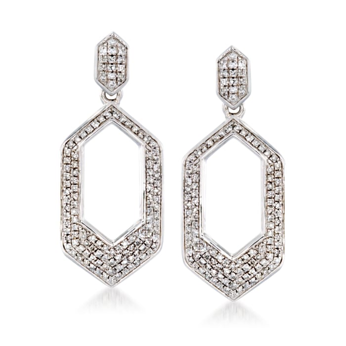 .33 ct. t.w. Diamond Hexagon Drop Earrings in Sterling Silver