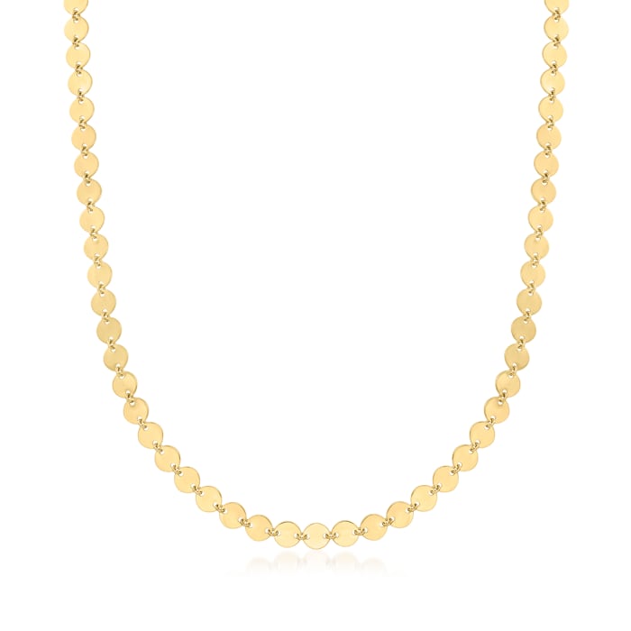 Italian 14kt Yellow Gold Round Mirror-Link Necklace | Ross-Simons