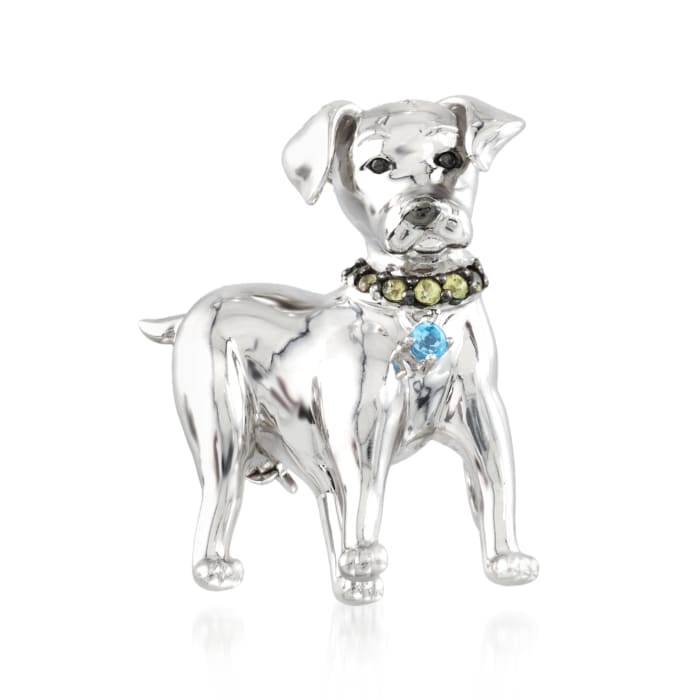 .15 ct. t.w. Multi-Stone Dog Pin Pendant in Sterling Silver