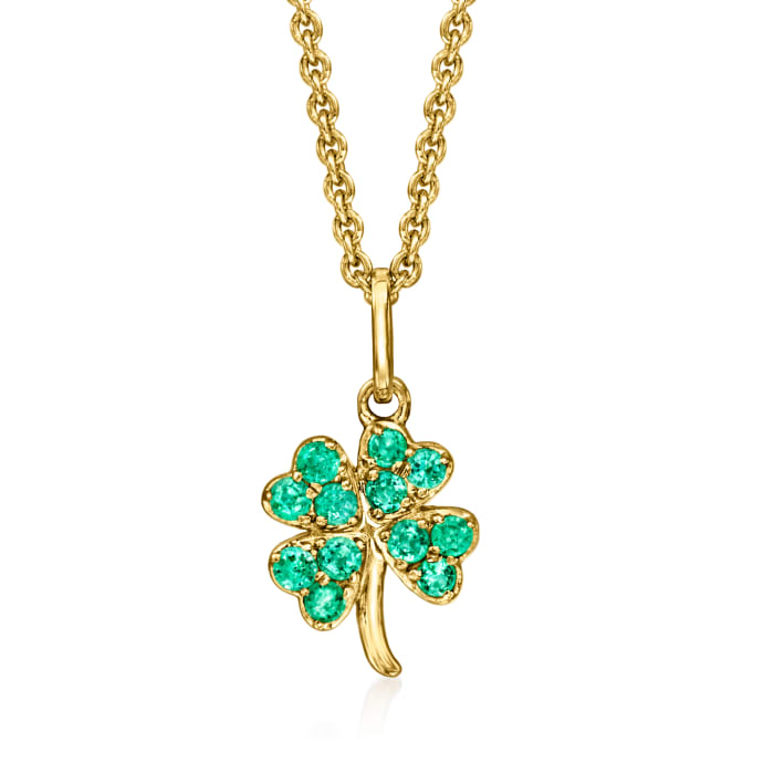 .30 ct. t.w. Emerald Four-Leaf Clover Pendant Necklace in 18kt Gold Over Sterling
