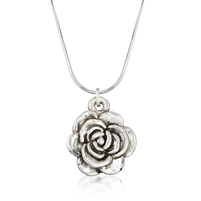 Sterling Silver Rose Necklace