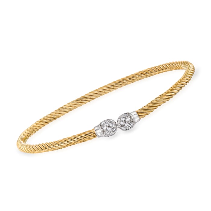 Phillip Gavriel &quot;Italian Cable&quot; .28 ct. t.w. Diamond Cuff Bracelet in 14kt Two-Tone Gold