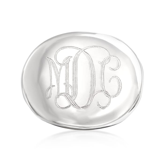 Italian Sterling Silver Oval Monogram Ring