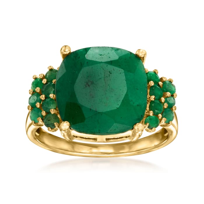 6.90 ct. t.w. Emerald Ring in 18kt Gold Over Sterling
