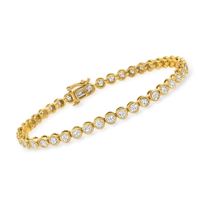 3.00 ct. t.w. Bezel-Set Diamond Tennis Bracelet in 14kt Yellow Gold
