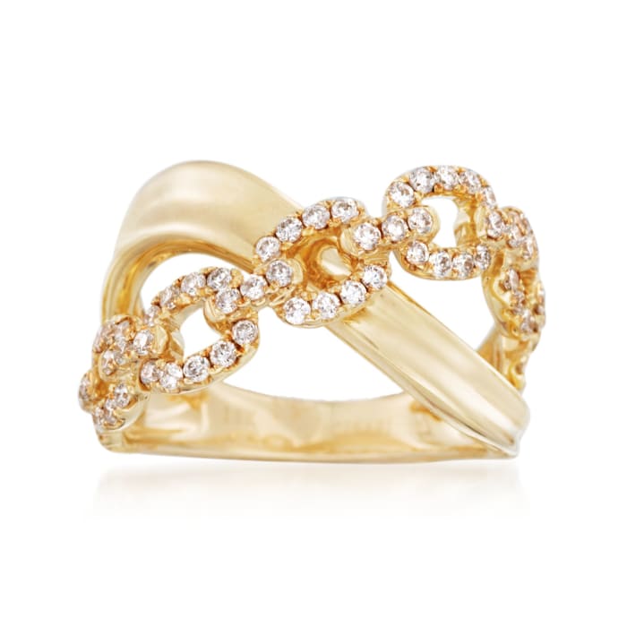 .68 ct. t.w. Diamond Link-Style Crisscross Ring in 18kt Yellow Gold