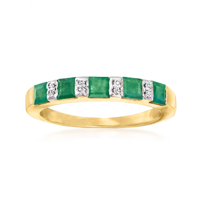 .70 ct. t.w. Emerald Ring with Diamond Accents in 18kt Gold Over ...