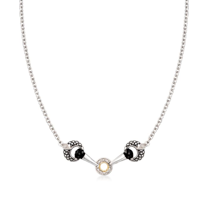 Andrea Candela Black Onyx Necklace in Sterling Silver and 18kt Gold
