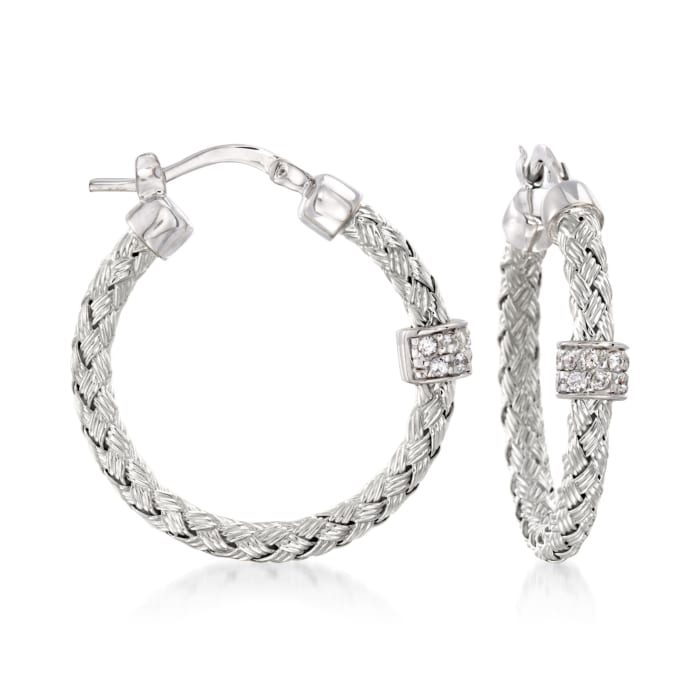Charles Garnier &quot;Torino&quot; .20 ct. t.w. CZ Small Hoop Earrings in Sterling Silver
