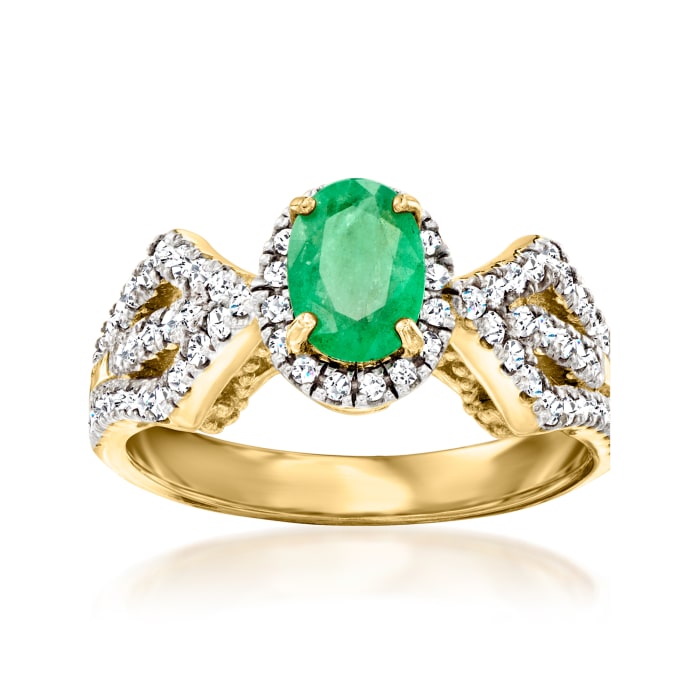 .60 Carat Emerald and .70 ct. t.w. White Zircon Ring in 18kt Gold Over Sterling