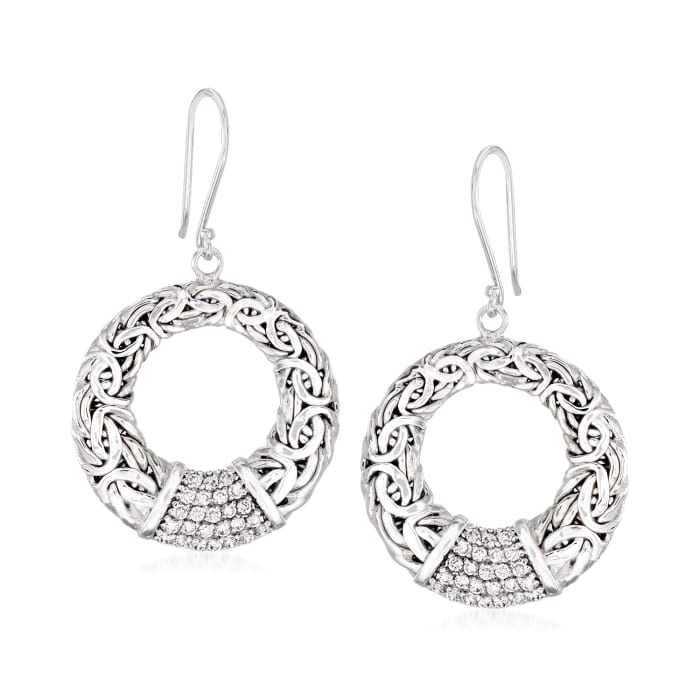 .70 ct. t.w. CZ Byzantine Drop Earrings in Sterling Silver
