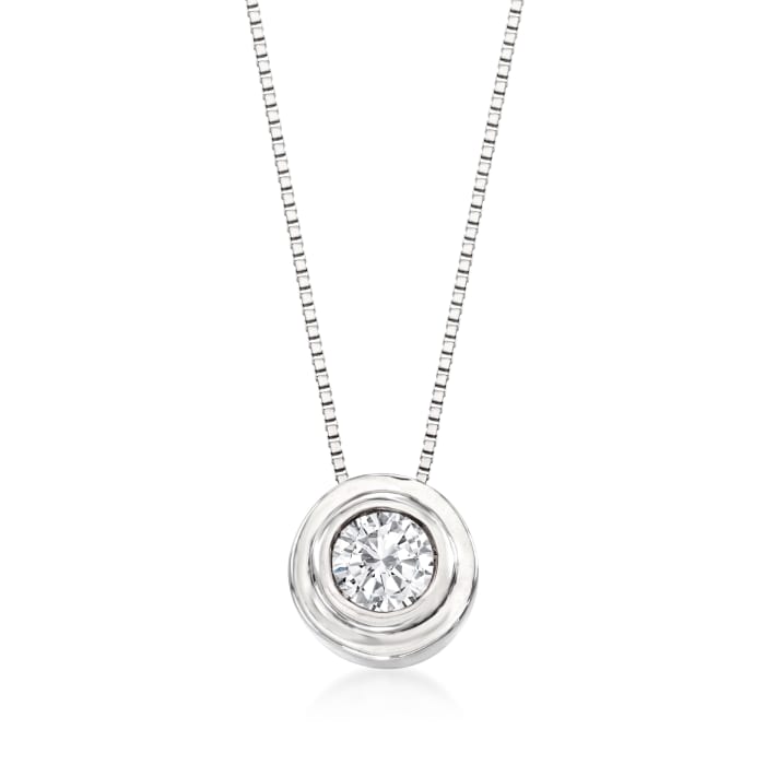 .25 Carat Double Bezel-Set Diamond Solitaire Necklace in 14kt White Gold