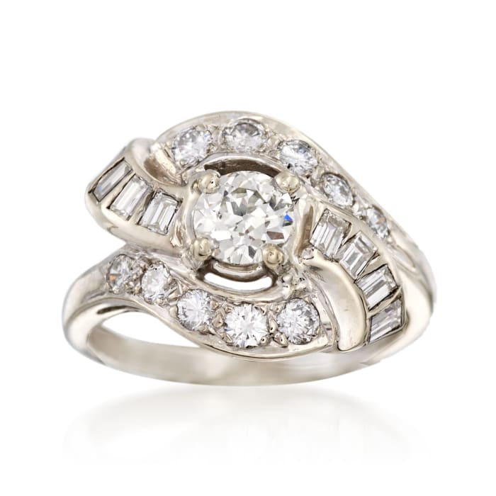 C. 1940 Vintage 2.00 ct. t.w. Diamond Swirl Ring in 14kt White Gold