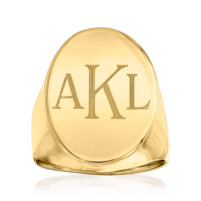 Italian 14kt Yellow Gold Oval Personalized Signet Ring