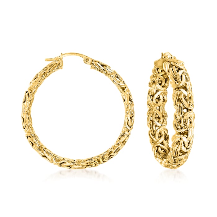 18kt Gold Over Sterling Large Byzantine Hoop Earrings