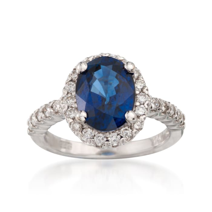 2.85 Carat Sapphire and .55 ct. t.w. Diamond Ring in 14kt White Gold