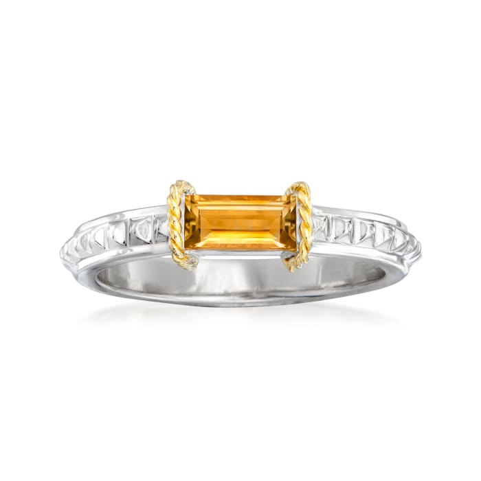 Andrea Candela &quot;La Romana&quot; .45 Carat Citrine Ring in Sterling Silver and 18kt Yellow Gold