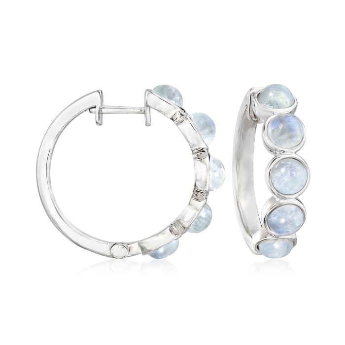 Moonstone Hoop Earrings in Sterling Silver 7/8-inch