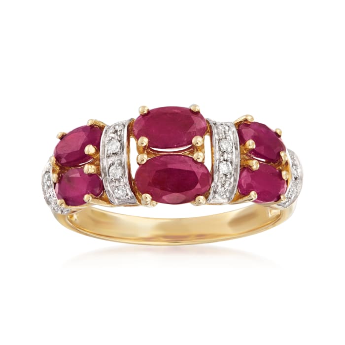 2.60 ct. t.w. Ruby and Diamond-Accented Ring in 14kt Yellow Gold