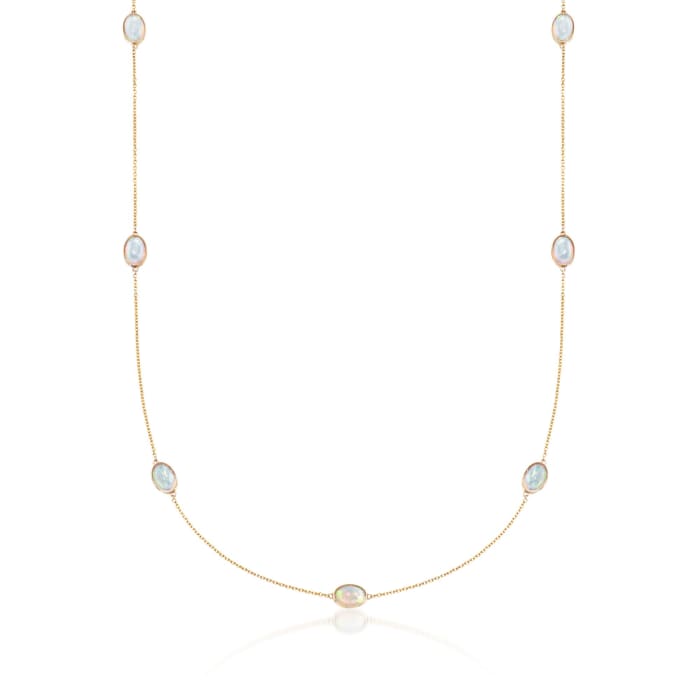 Ethiopian Opal Station Necklace in 14kt Yellow Gold