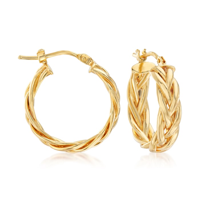 Italian Braided Hoop Earrings in 14kt Yellow Gold
