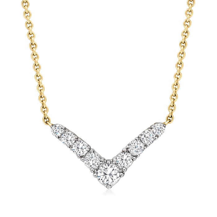 .63 ct. t.w. Diamond Chevron Necklace in 14kt Yellow Gold