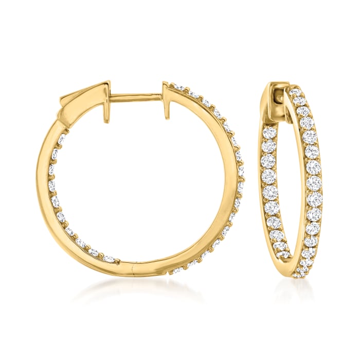 1.00 ct. t.w. Diamond Inside-Outside Hoop Earrings in 14kt Yellow Gold ...
