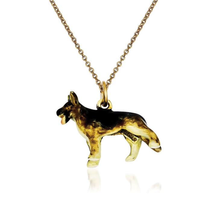 14kt Yellow Gold German Shepherd Pendant Necklace