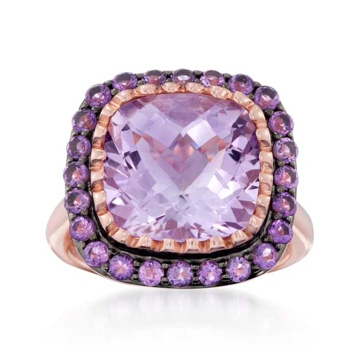 7.05 ct. t.w. Amethyst Ring in 14kt Rose Gold Over Sterling