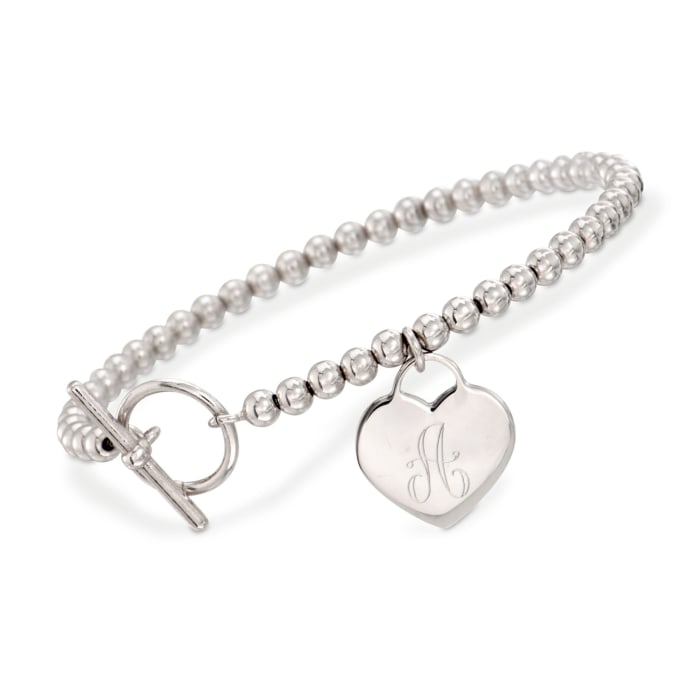 Italian Sterling Silver Personalized Heart Bracelet