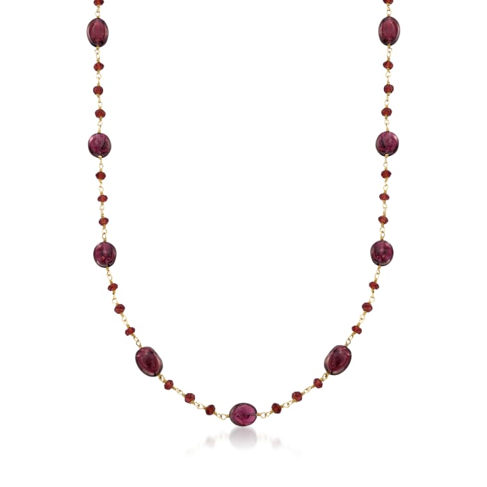 38.00 ct. t.w. Garnet Bead Necklace in 14kt Gold Over Sterling | Ross ...