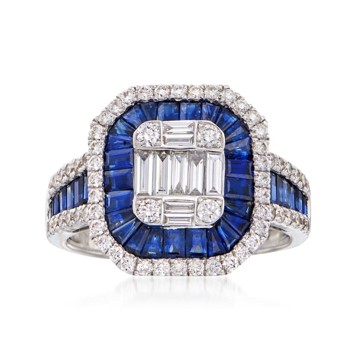 2.60 ct. t.w. Sapphire and .85 ct. t.w. Diamond Ring in 18kt White Gold