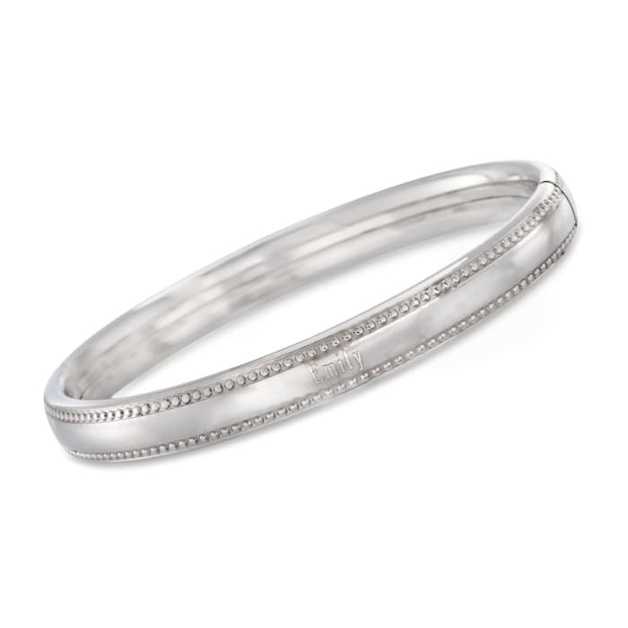Sterling Silver Personalized Beaded Edge Bangle