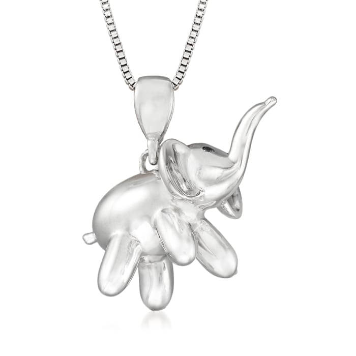 Sterling Silver Balloon Elephant Pendant Necklace  