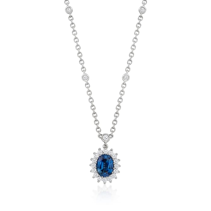 Le Vian 2.00 Carat Blueberry Sapphire Pendant Necklace with .96 ct. t.w. Vanilla Diamonds in 14kt Vanilla Gold