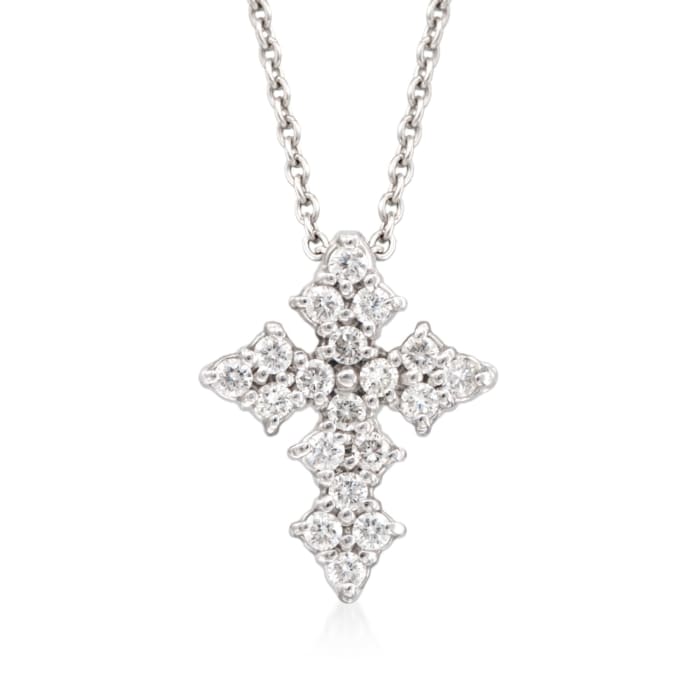 Roberto Coin .16 ct. t.w. Diamond Cross Necklace in 18kt White Gold
