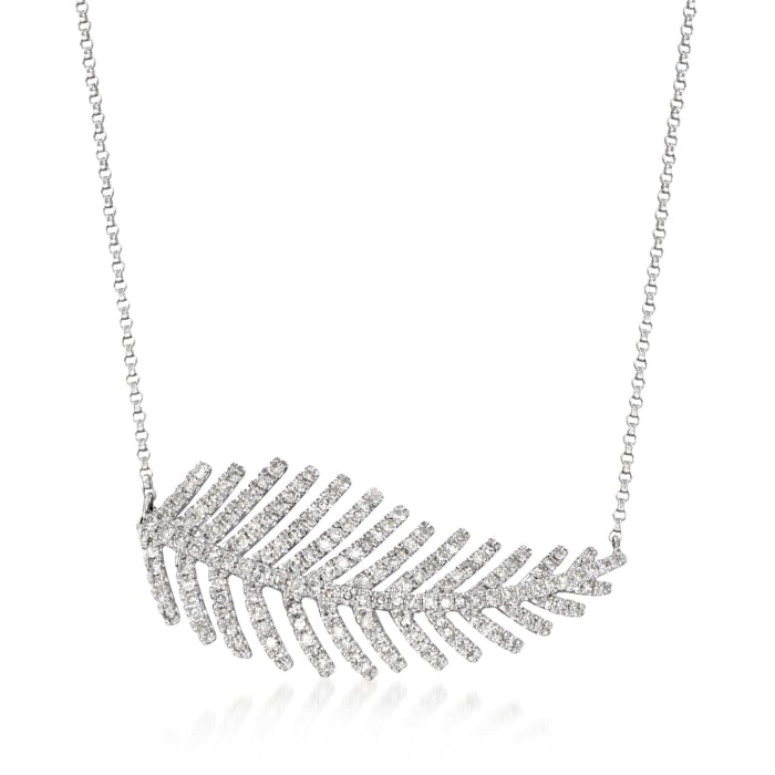 1.00 ct. t.w. Diamond Feather Necklace in 14kt White Gold