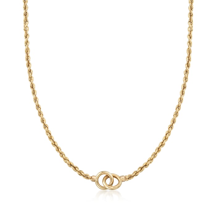 14kt Yellow Gold Interlocking Open Circle Rope Chain Necklace