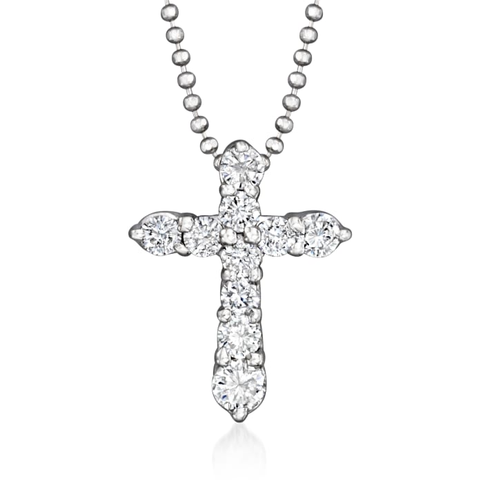 C. 1990 Vintage .54 ct. t.w. Diamond Cross Necklace in Platinum
