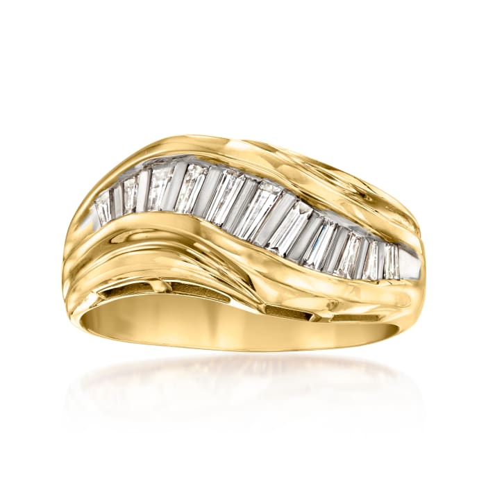 C. 1980 Vintage .50 ct. t.w. Baguette Diamond Curve Ring in 14kt Yellow Gold